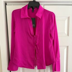 NWT Women's Bell Long Sleeve Satin Fly Away Top - Wild Fable. Magenta. S…